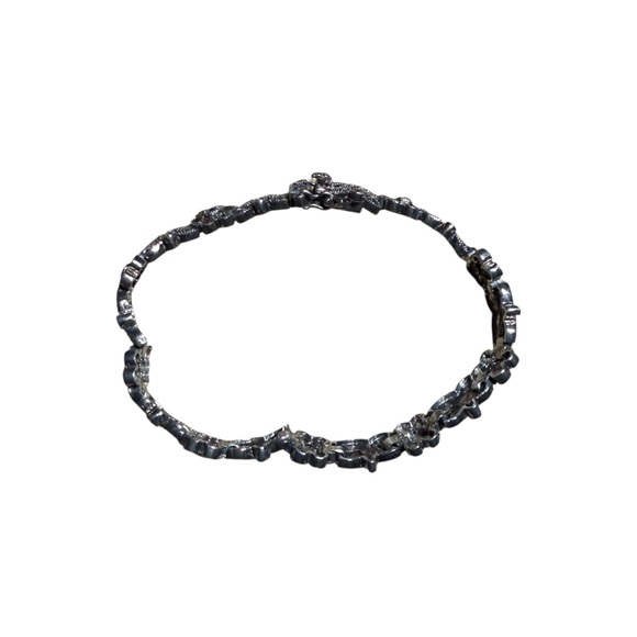 Vintage Sterling Silver Floral Marcasite 7” Bracelet - Picture 10 of 10